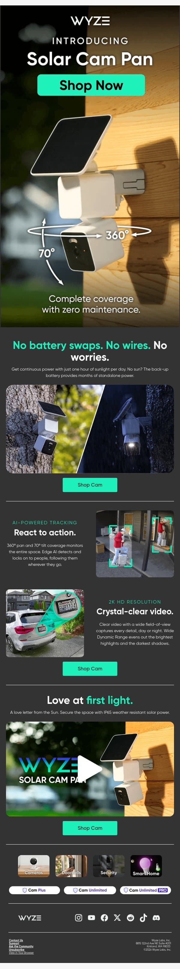 Love at First Light ☀️ email from Wyze screenshot