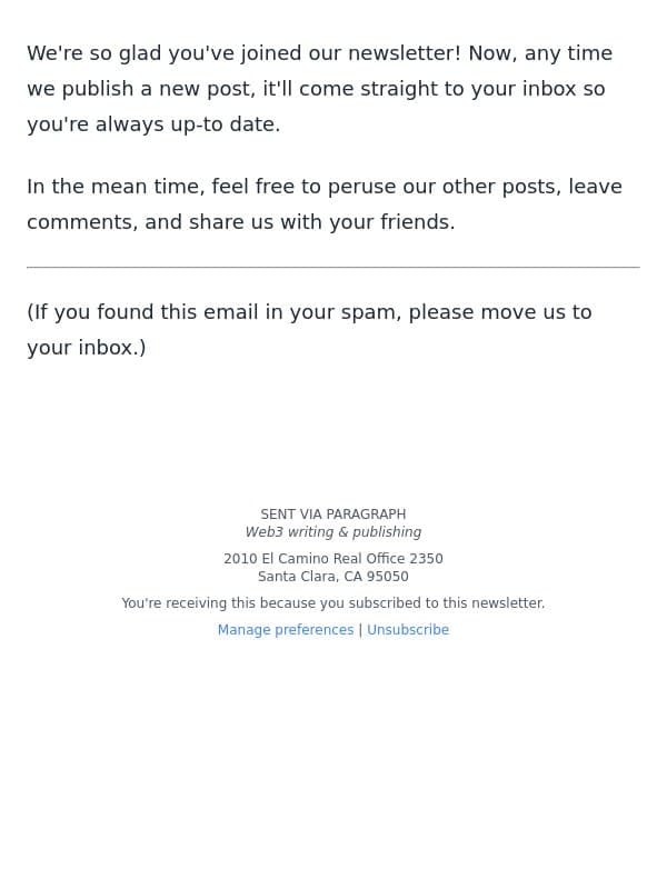 Thanks for subscribing! email from X2Y2 screenshot