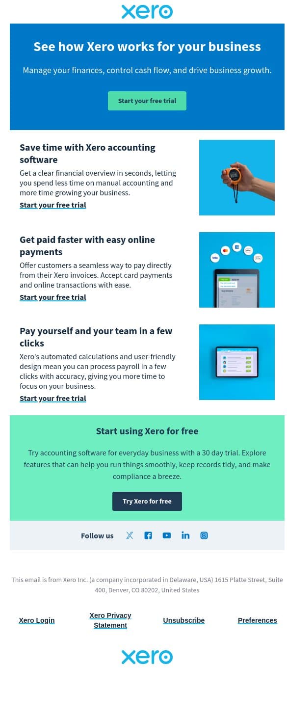 Xero: Your Path to Business Growth email from Xero screenshot