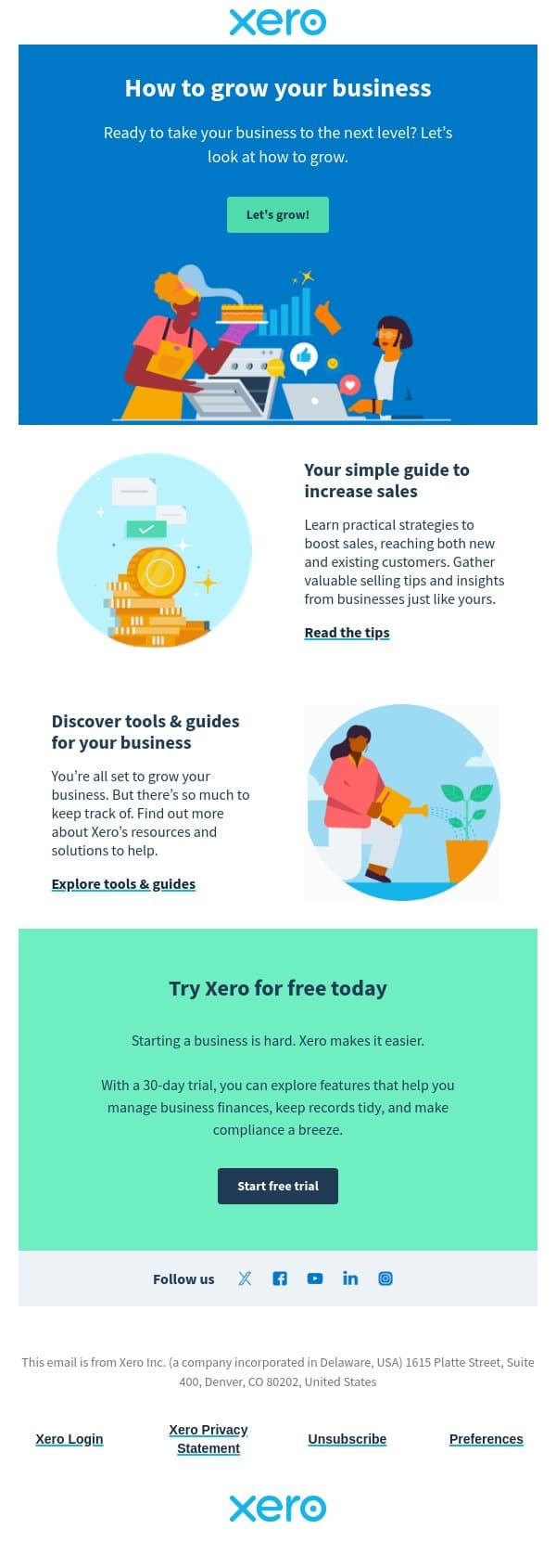Want to grow your business? email from Xero screenshot