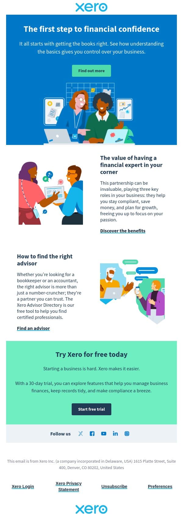 How to take control of your business finances email from Xero screenshot
