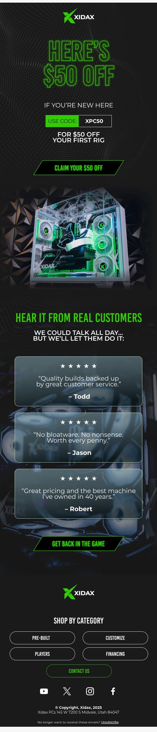 Still Deciding? email from Xidax screenshot