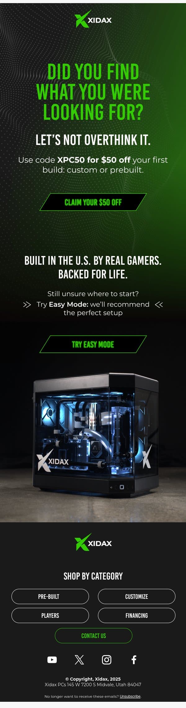 Found the Right PC? 🖥️ email from Xidax screenshot