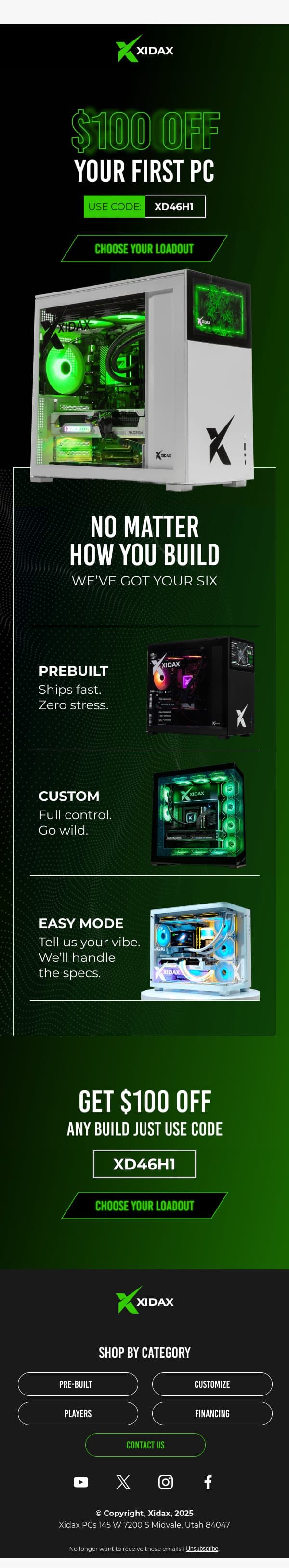 Welcome to team Xidax! email from Xidax screenshot