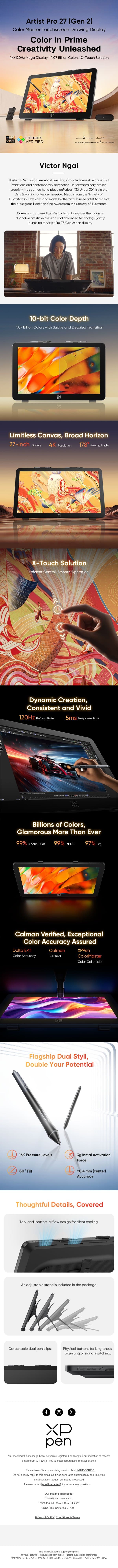 Just Launched: Artist Pro 27 (Gen 2) email from XP-Pen screenshot