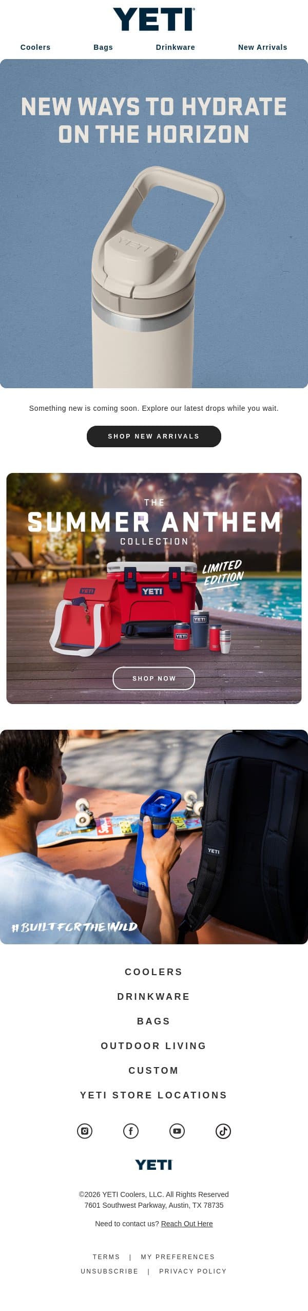 New Drinkware Is Coming Soon email from Yeti screenshot