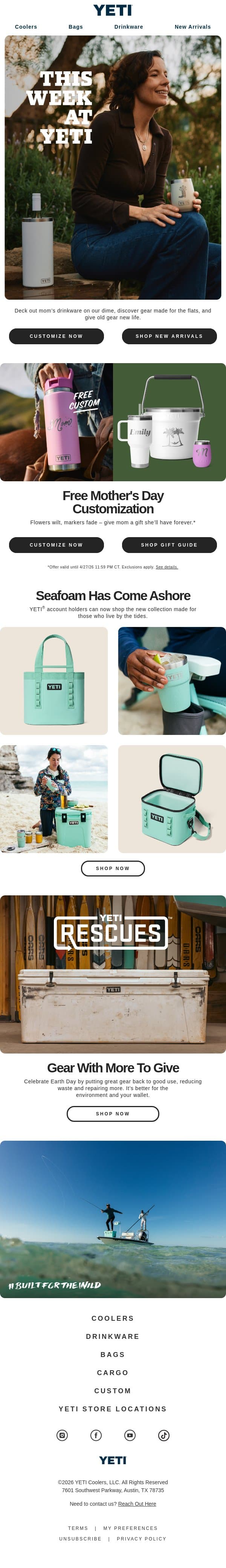 Customize Mom’s Gift For Free email from Yeti screenshot