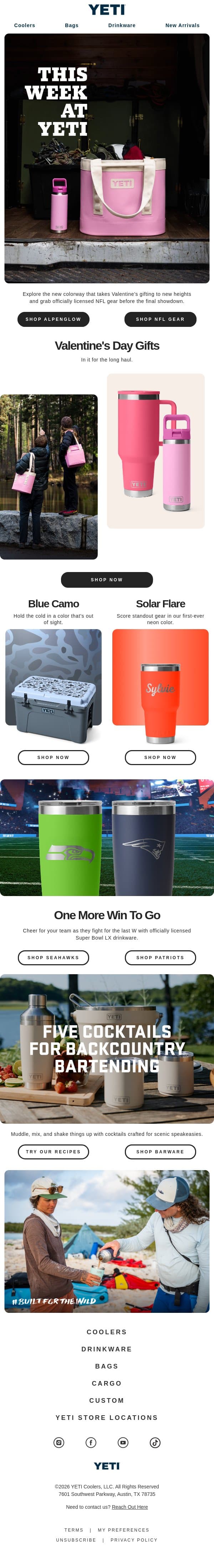 Valentine’s Gifts That Stand The Test Of Time email from Yeti screenshot