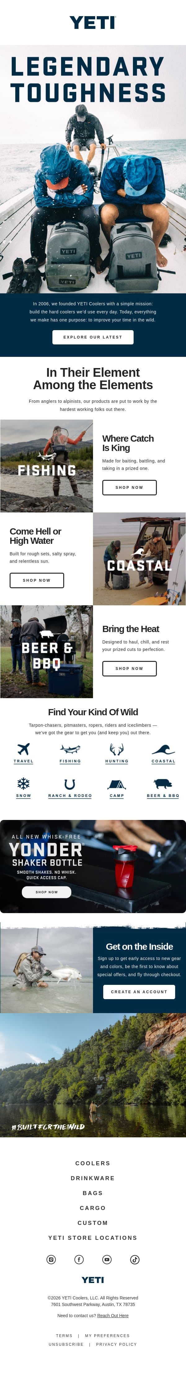 Choose Your Own Adventure email from Yeti screenshot