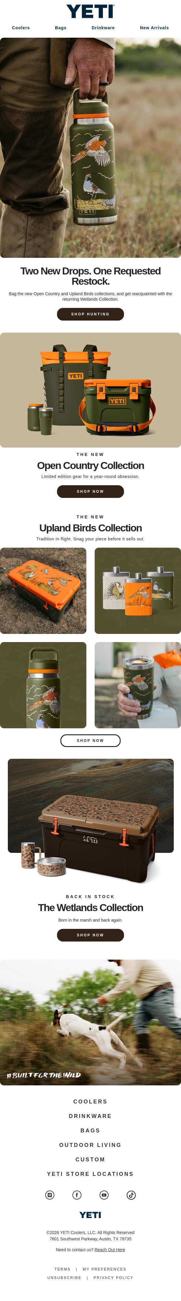 Two New Colors, One Requested Restock email from Yeti screenshot