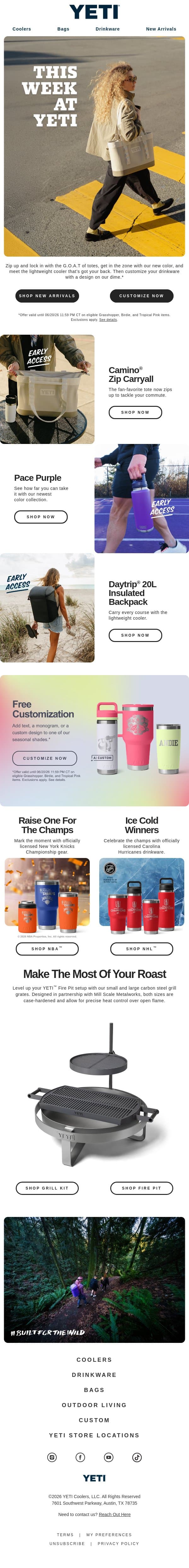 Discover New Gear To Get You Out There email from Yeti screenshot