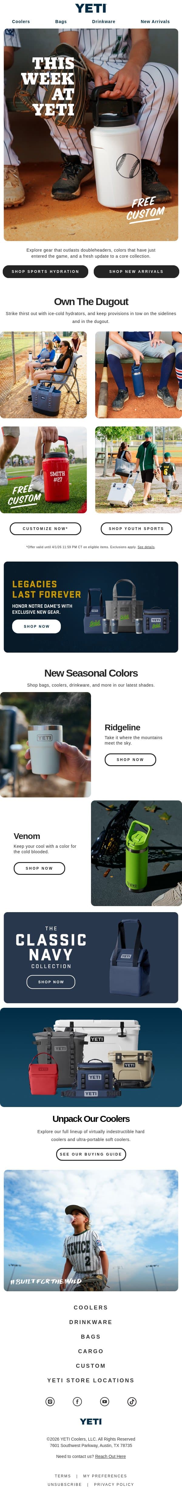 Drinkware That Keeps Its Cool When The Heat Is On email from Yeti screenshot