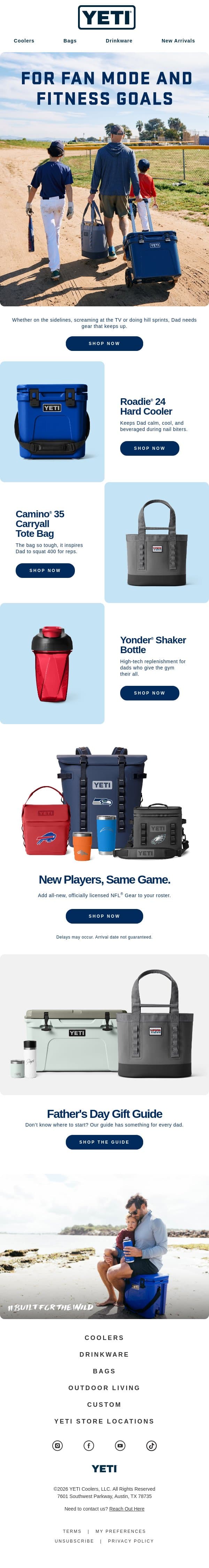 Gifts For The Dad Who’s Still Got It email from Yeti screenshot