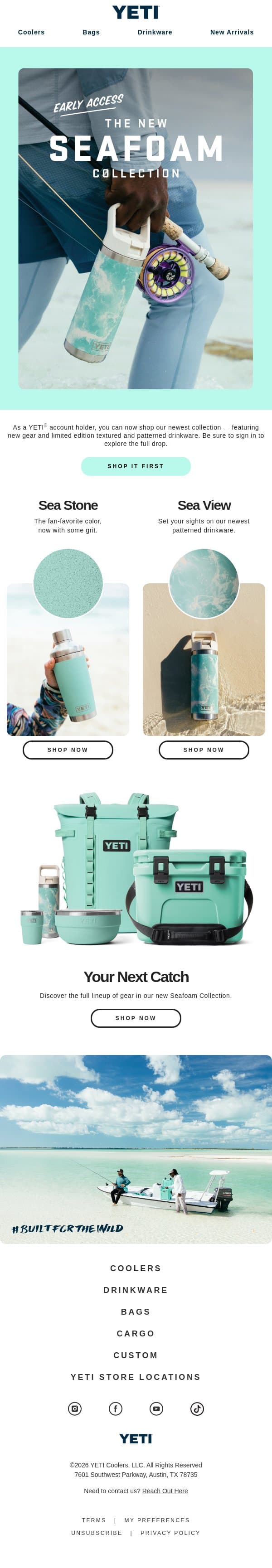 Seafoam Is Here email from Yeti screenshot