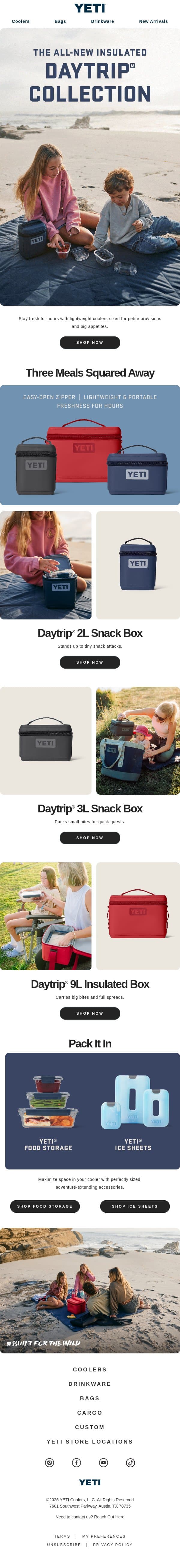 Meet The New Members Of The Daytrip® Collection email from Yeti screenshot