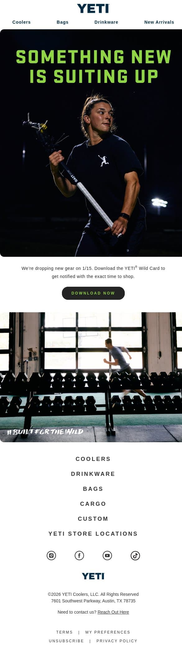 New Gear Is About To Drop email from Yeti screenshot