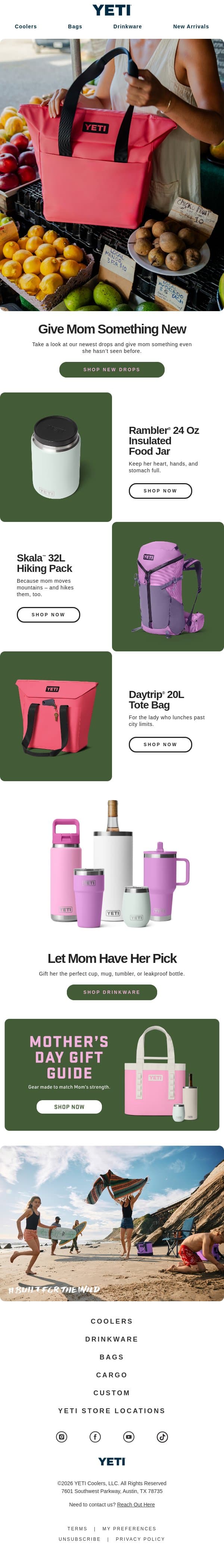 Give Mom Something New This Year email from Yeti screenshot