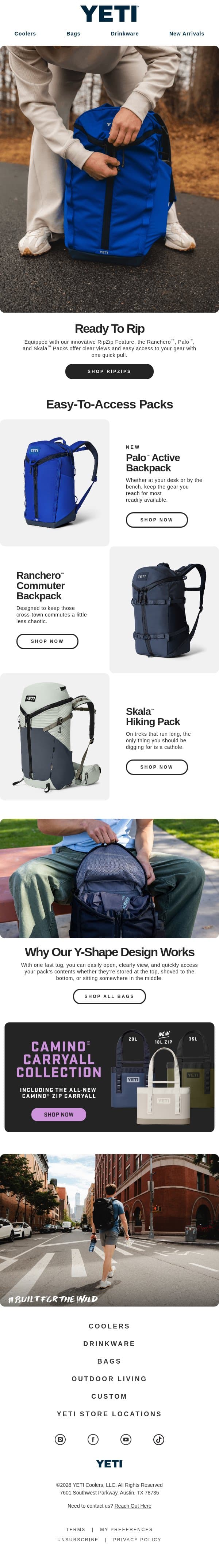 Zip Through The Day email from Yeti screenshot