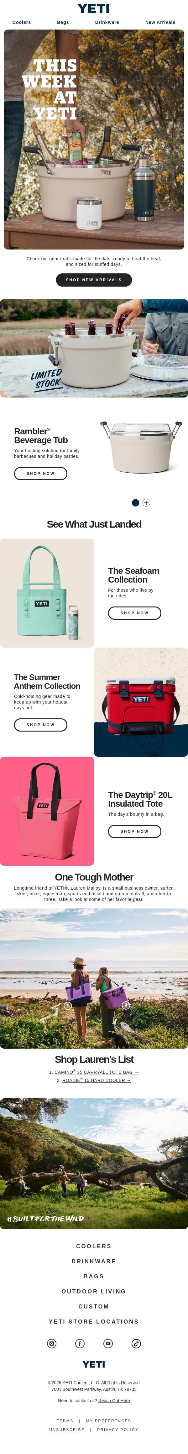 Explore New Drops email from Yeti screenshot