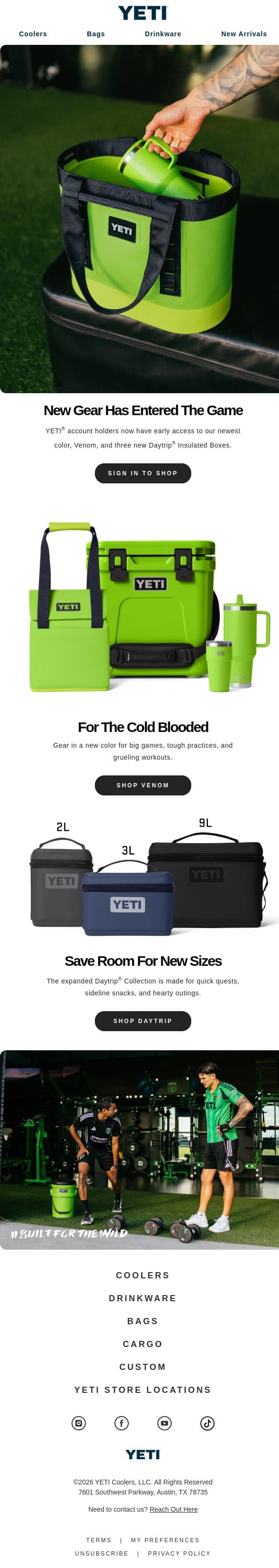 Early Access For Venom Starts Now email from Yeti screenshot