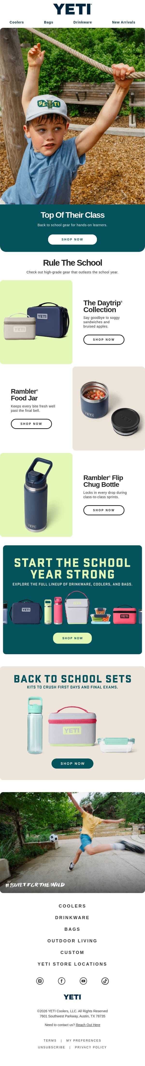Shop Back To School email from Yeti screenshot