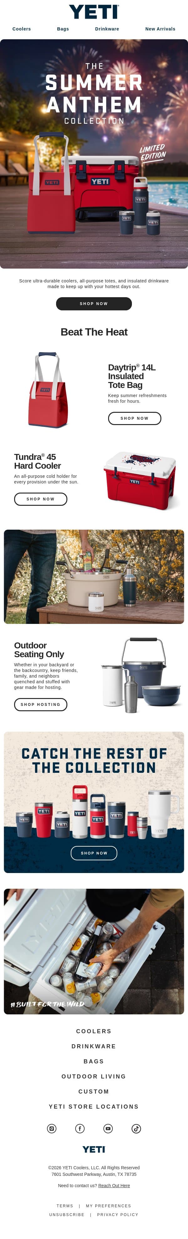 The New Summer Anthem Collection email from Yeti screenshot