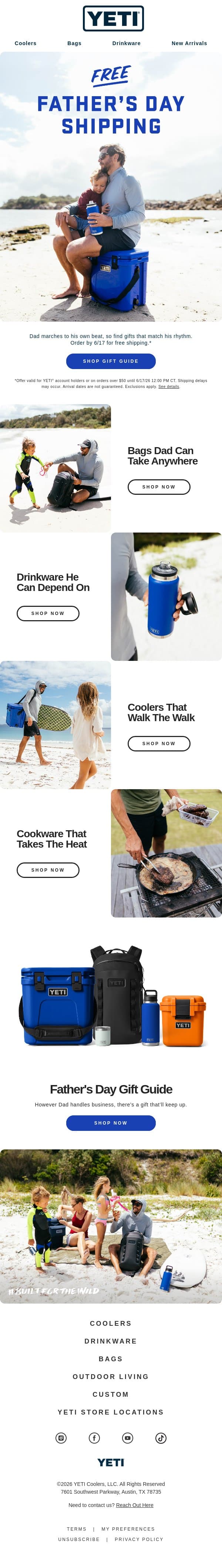 FREE Shipping For Father’s Day email from Yeti screenshot