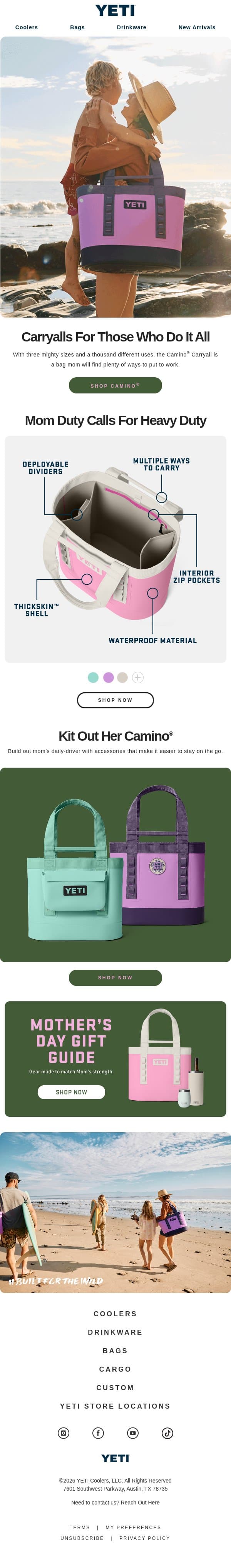 Gift Mom The Camino® Carryall email from Yeti screenshot