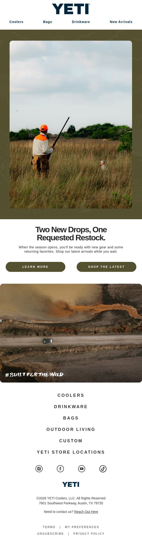 A Mega Drop For A New Season email from Yeti screenshot