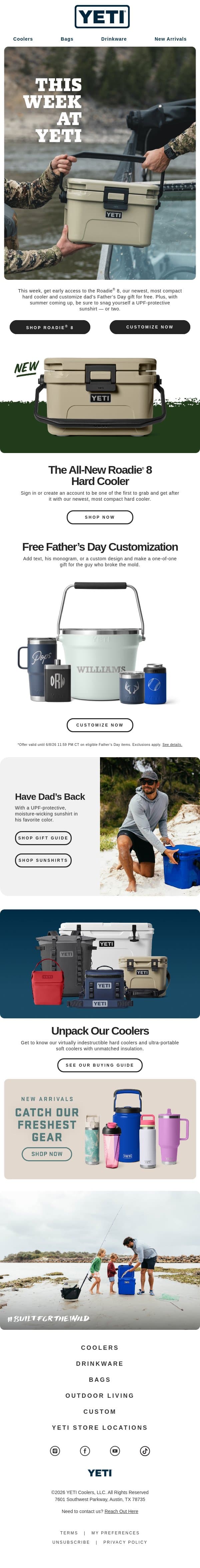 Check Out Deals And All-New Gear email from Yeti screenshot