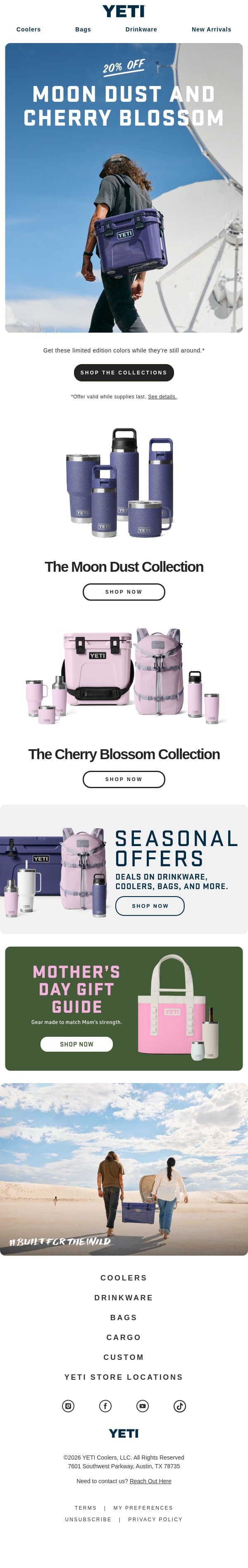 20% Off Moon Dust & Cherry Blossom email from Yeti screenshot