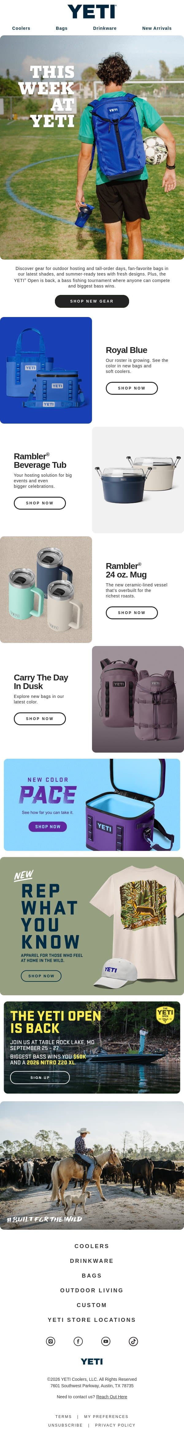 New Gear And Fresh Threads email from Yeti screenshot