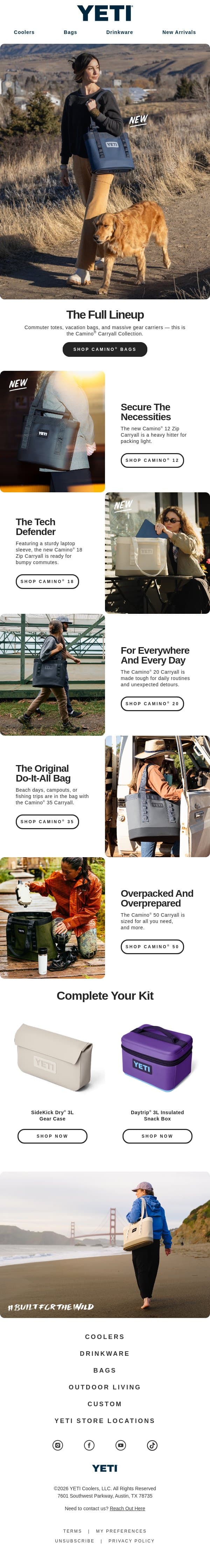 Dive Into The Camino® Carryall Collection email from Yeti screenshot