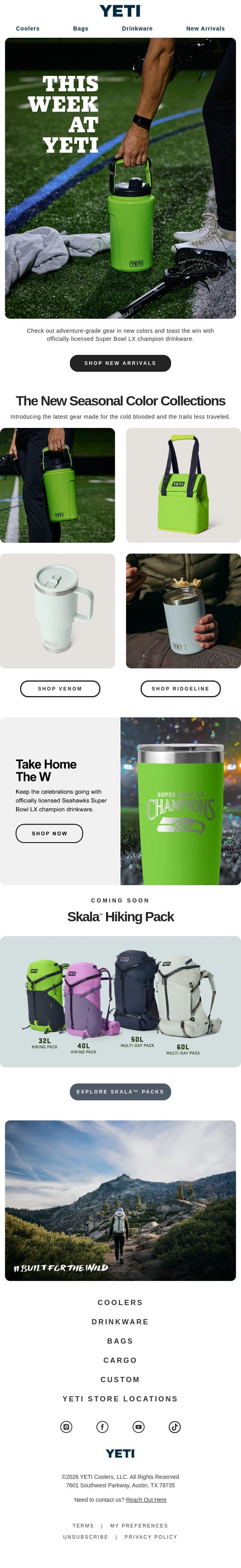 Discover New Colors In The Lineup email from Yeti screenshot