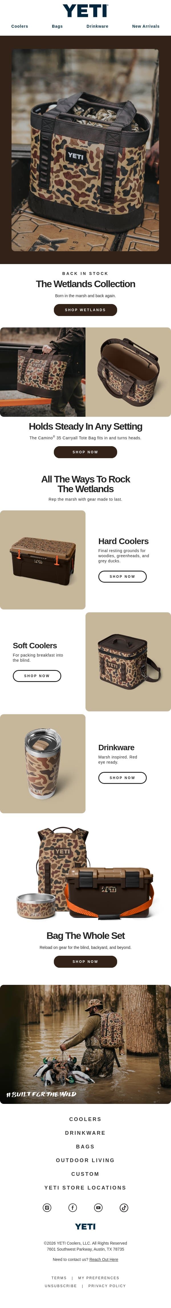 The Wetlands Collection Returns email from Yeti screenshot