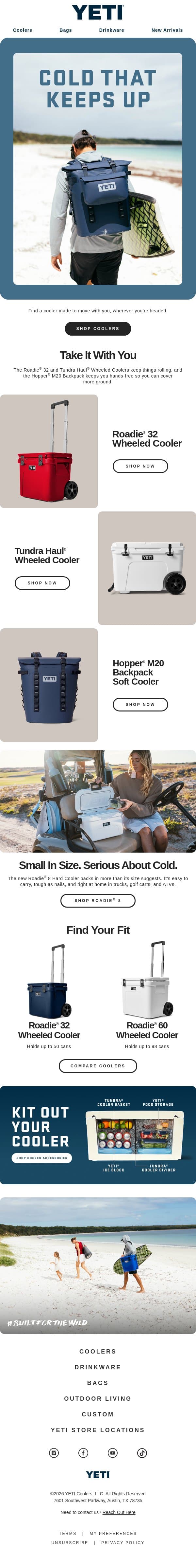 Made for the Long Way There email from Yeti screenshot