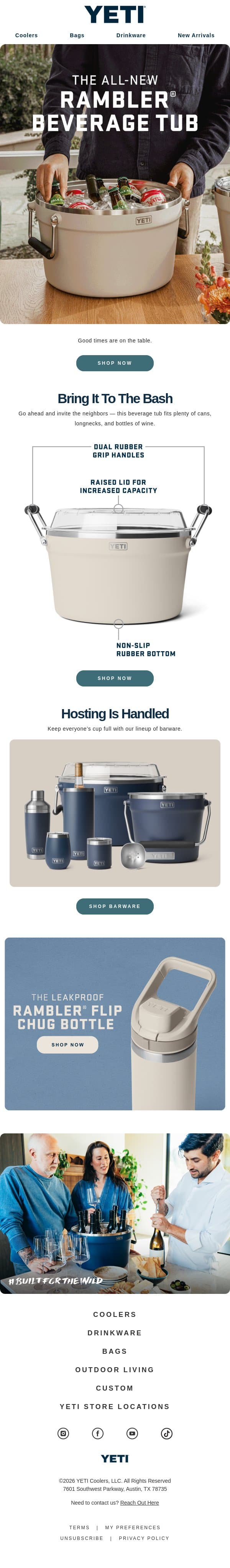 Meet The New Rambler® Beverage Tub email from Yeti screenshot