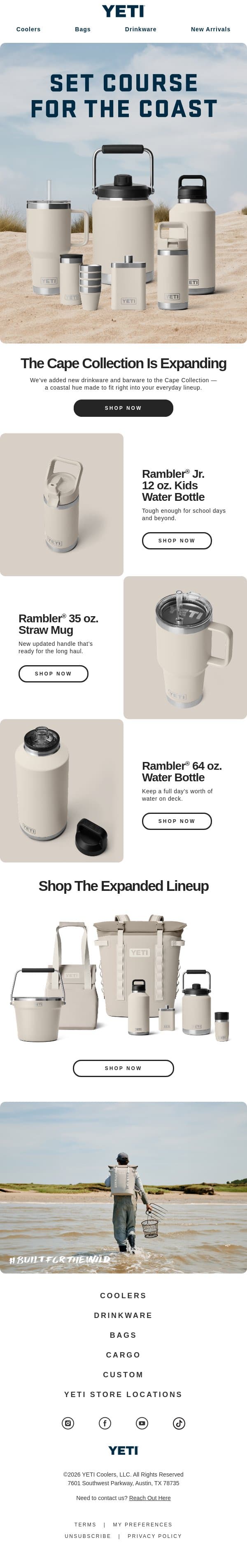 The Cape Collection Just Expanded email from Yeti screenshot