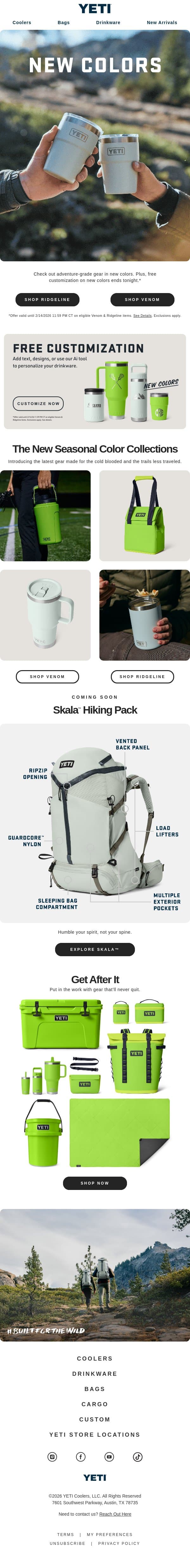 Last Chance To Customize New Colors On Us email from Yeti screenshot