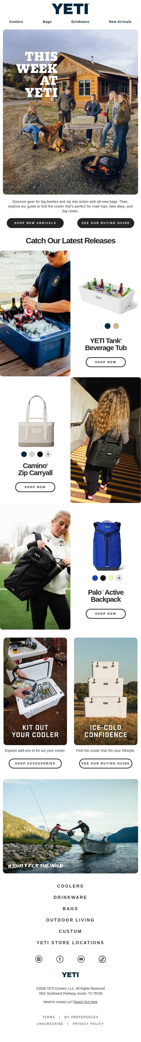 New Drops For Summer Escapes email from Yeti screenshot