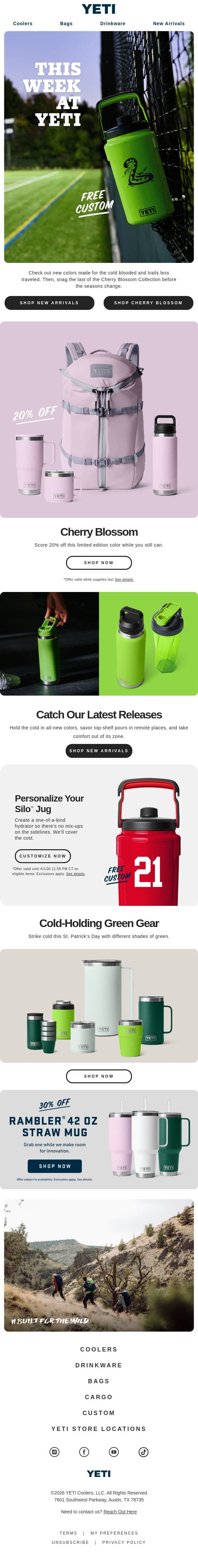 Customize A Silo™ Jug On The House email from Yeti screenshot