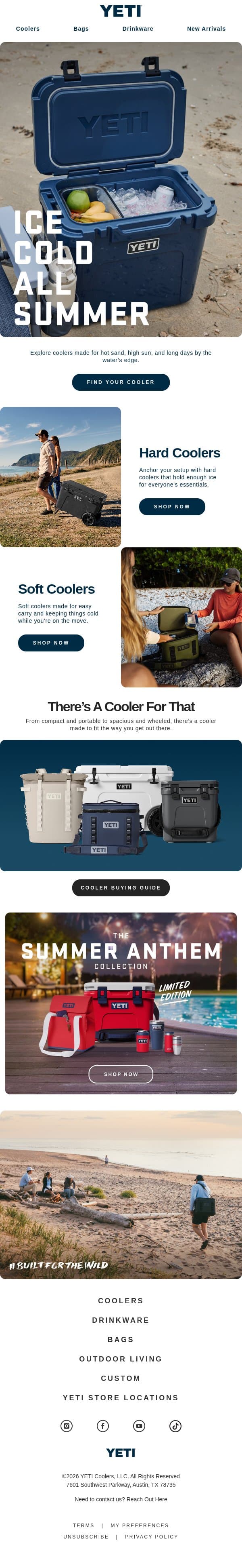 The Key To Staying Cool All Summer email from Yeti screenshot
