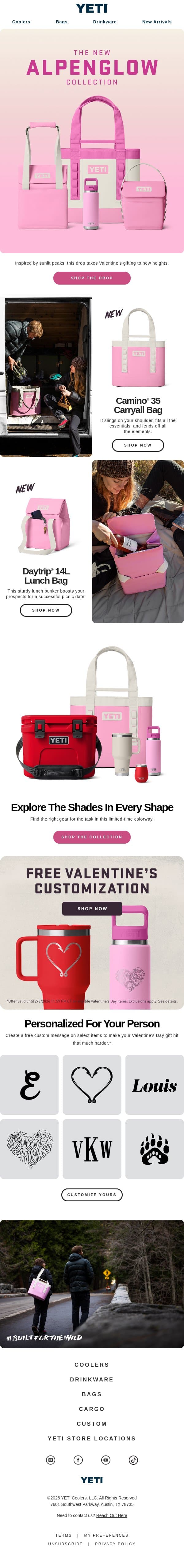 JUST IN: The Alpenglow Collection email from Yeti screenshot