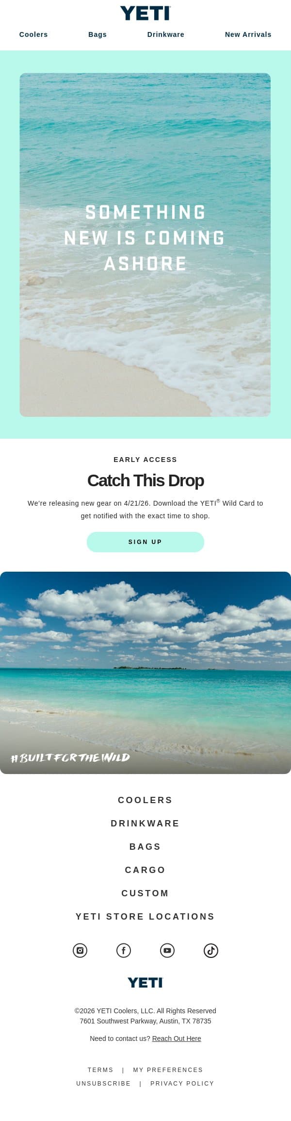A New Color Collection Is On Its Way email from Yeti screenshot