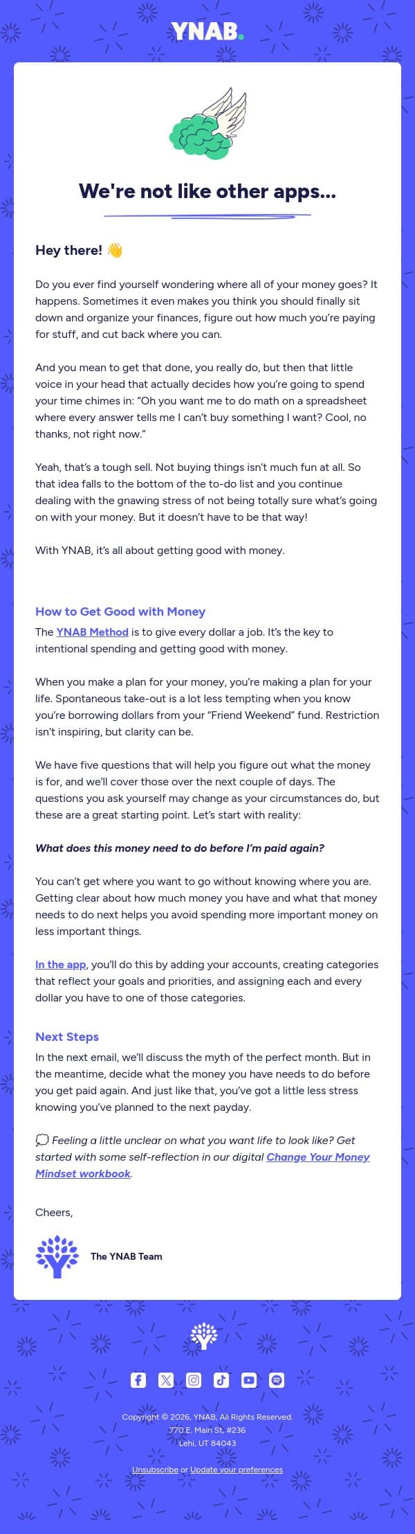 Where does all the money go? email from YNAB screenshot