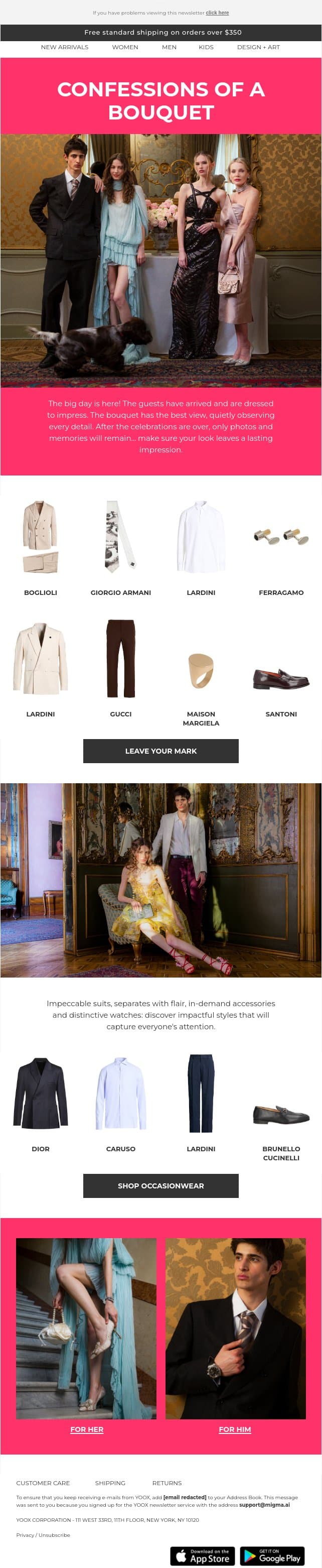 It’s Wedding Season💐Shop picture-perfect styles here > email from Yoox screenshot