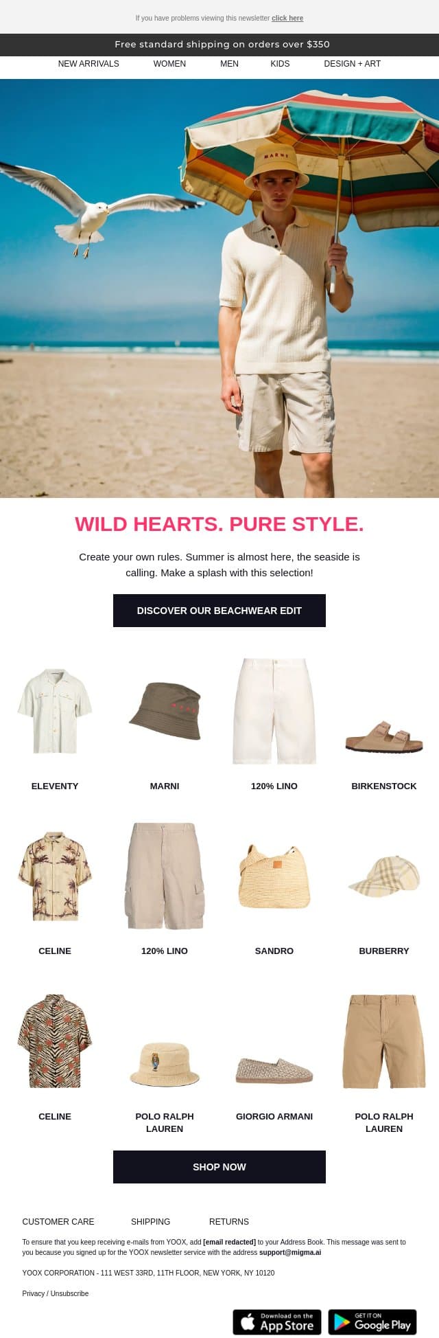 ⛱️ Beach-bound and ready to wow email from Yoox screenshot