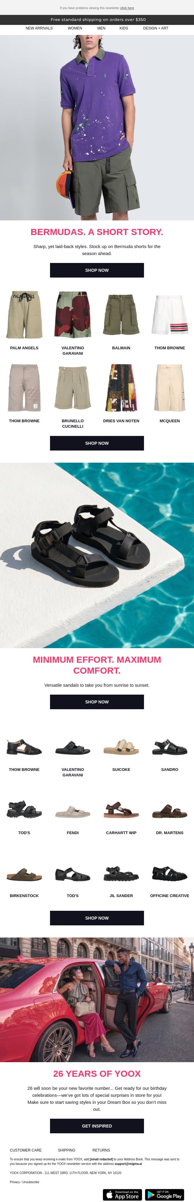 Bermuda shorts > Discover the edit email from Yoox screenshot
