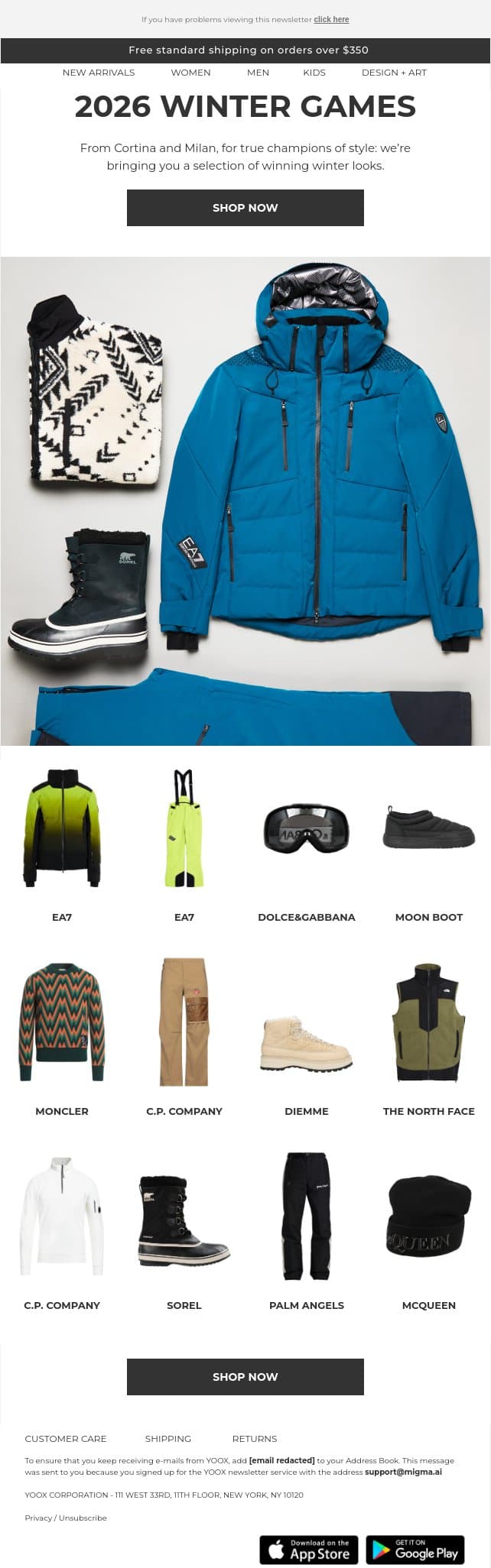 ❄️ 2026 Winter Games: Champions of style > email from Yoox screenshot