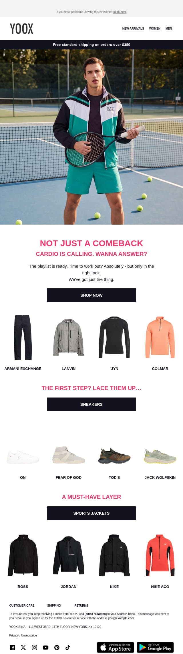 🏆Back to the gym: make your comeback count > email from Yoox screenshot